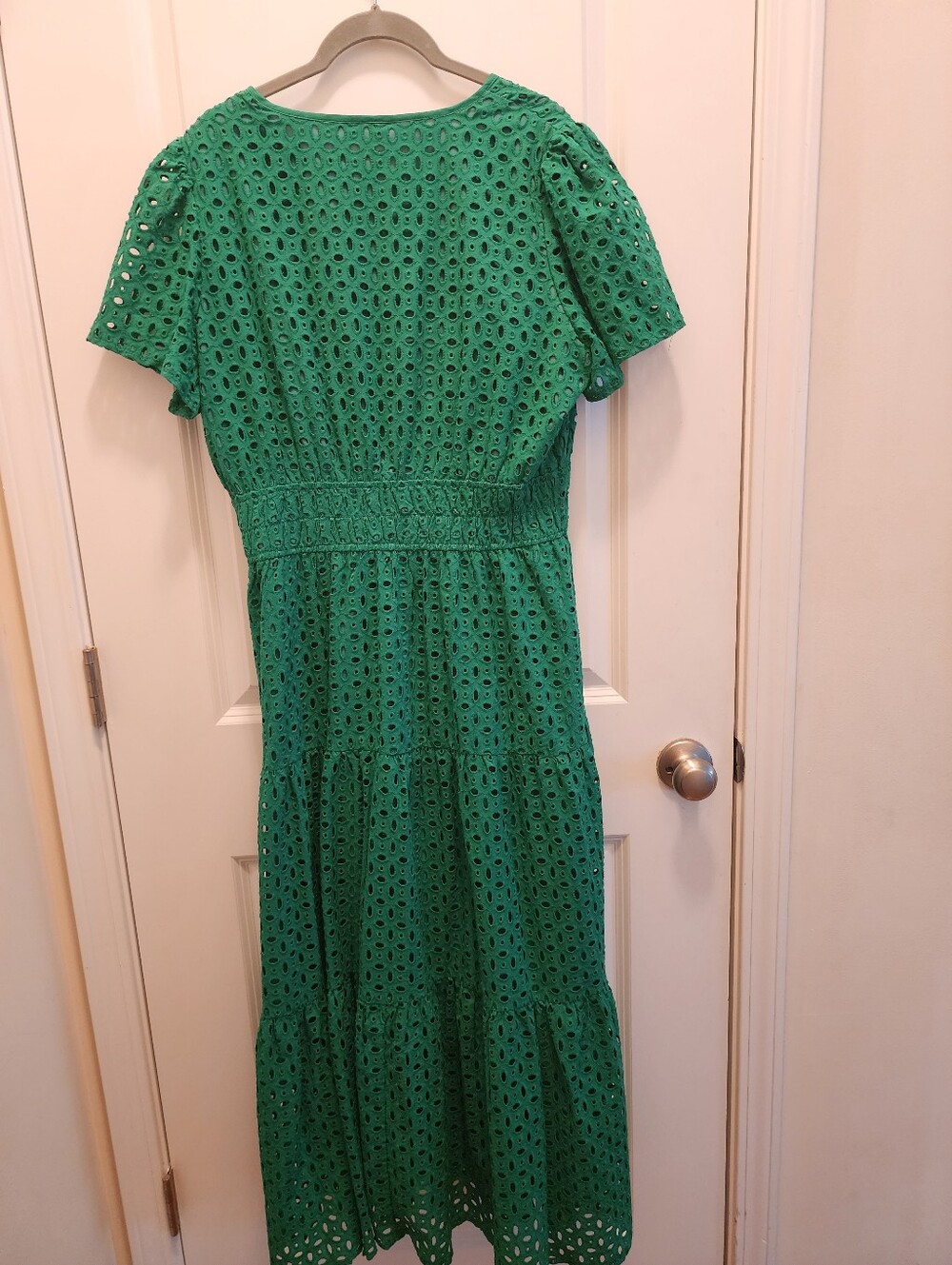 Green Eyelet Midi Dress - Classic Women's Summer Dress